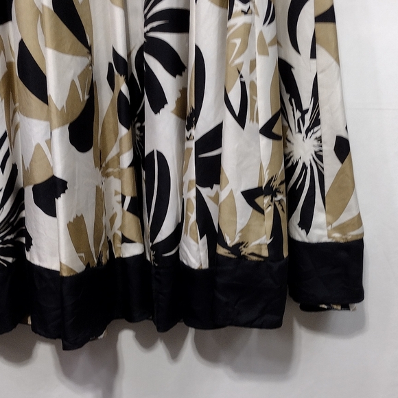 Vintage Coldwater Creek 100% Silk Floral Pleated Skirt Women's S Cream Black 90s - Picture 5 of 10